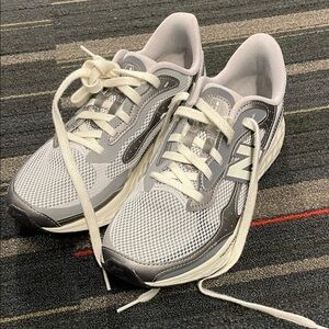 New Balance Light Gray and White Mesh Running Shoes